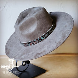 Boho Western hat with genuine leather hat band feathers and turquoise