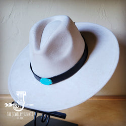 Black Leather Hat Band w/ Turquoise Slab + Choice of Boho Hat