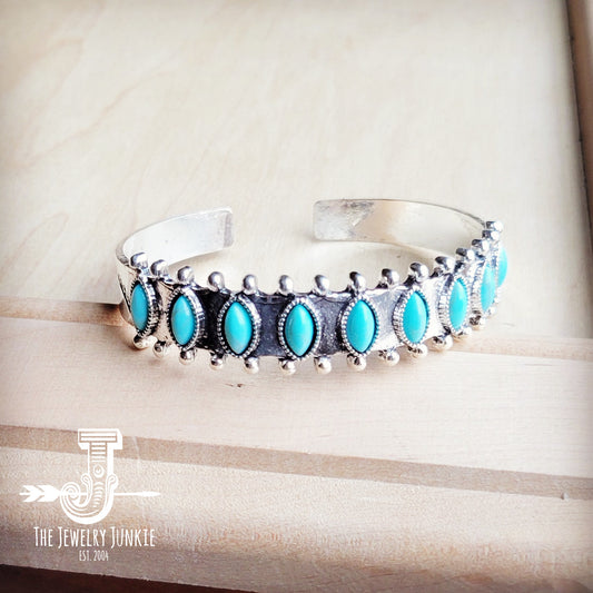 Silver-Tone Turquoise Cuff Bangle Bracelet 810de