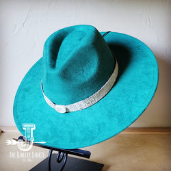 Boho Western hat with genuine leather hat band and Turquoise stone