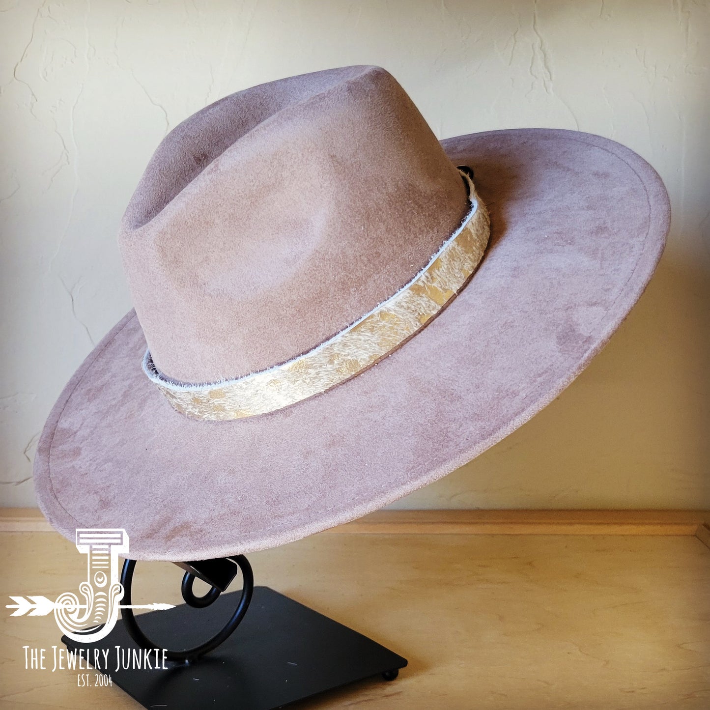 Boho Western hat with genuine leather hat band feathers and turquoise