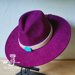 Boho Western hat with genuine leather hat band and Turquoise stone