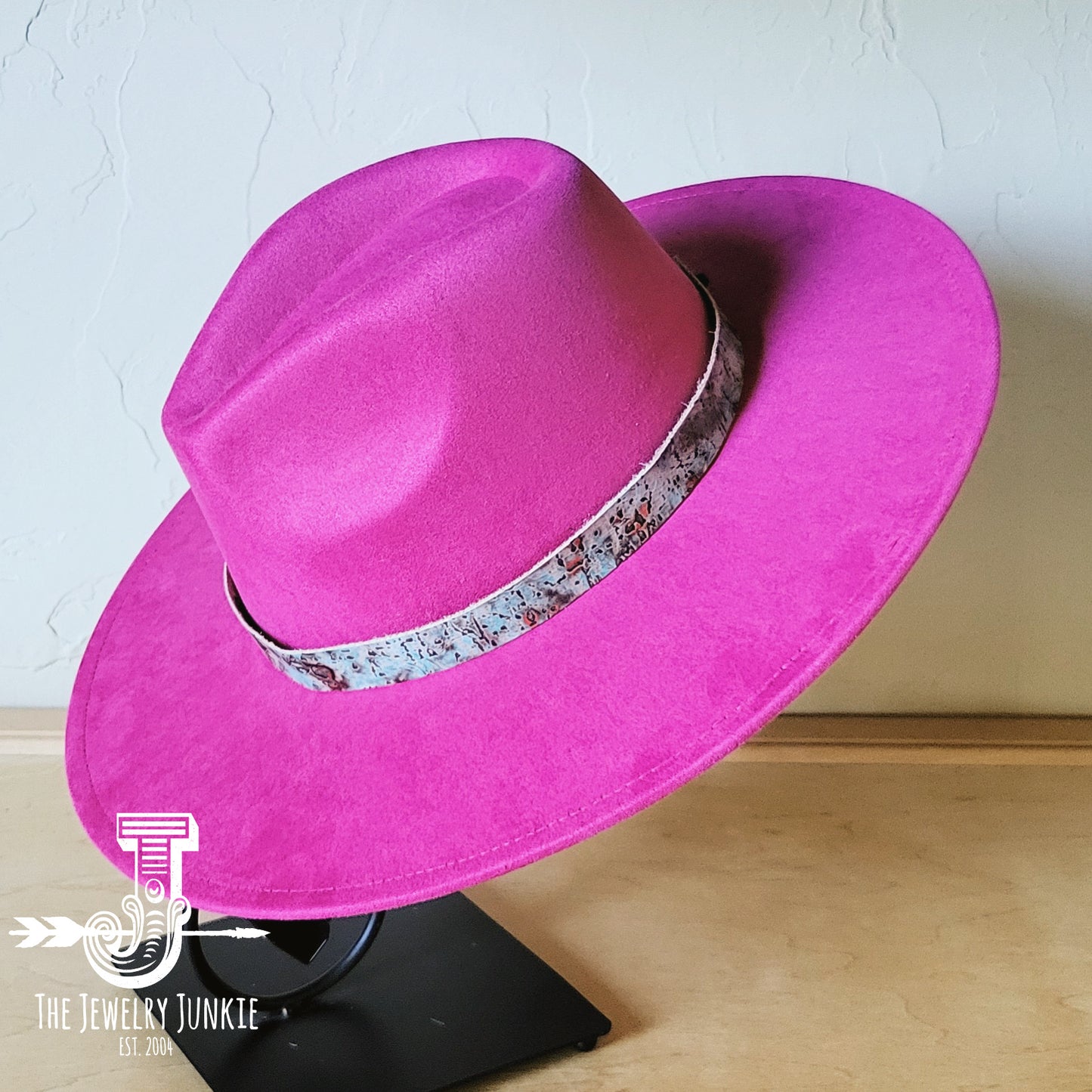 Boho Western hat with genuine leather hat band feathers and turquoise