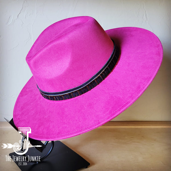 Boho Western hat with genuine leather hat band feathers and turquoise