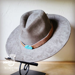 Boho Western hat with genuine leather hat band and Turquoise stone