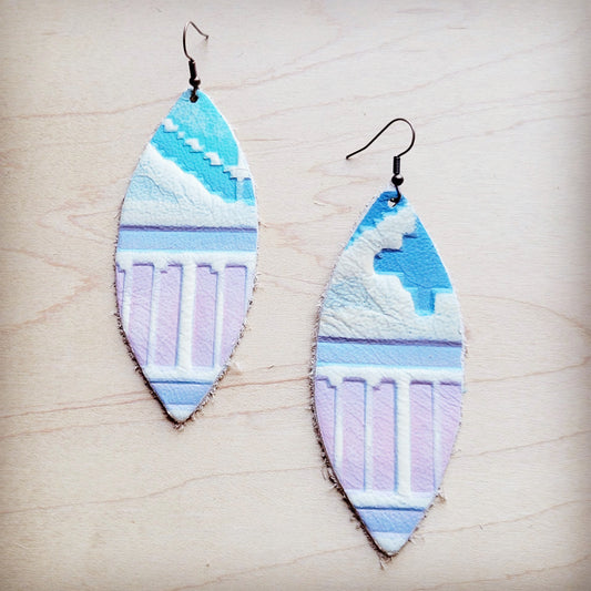 Narrow Oval Leather Earrings in Pastel Navajo 224u