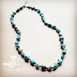 Long Blue Turquoise and Wood Necklace 259k