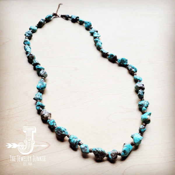 Long Blue Turquoise and Wood Necklace 259k