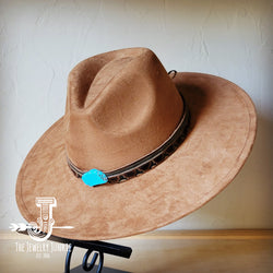 Boho Western hat with genuine leather hat band and Turquoise stone