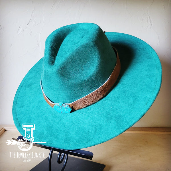 Boho Western hat with genuine leather hat band and Turquoise stone