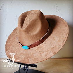 Boho Western hat with genuine leather hat band and Turquoise stone