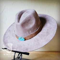 Boho Western hat with genuine leather hat band and Turquoise stone