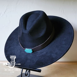 Brown Leather Hat Band w/ Turquoise Slab + Choice of Boho Hat