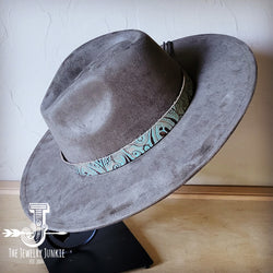 Boho Western hat with genuine leather hat band feathers and turquoise