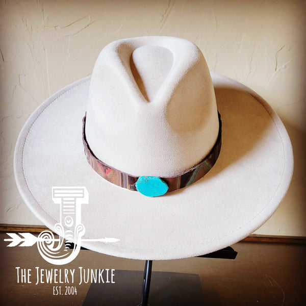 Boho Western hat with genuine leather hat band and Turquoise stone