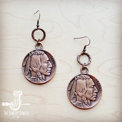 Copper Indian Buffalo Head Earrings 221e