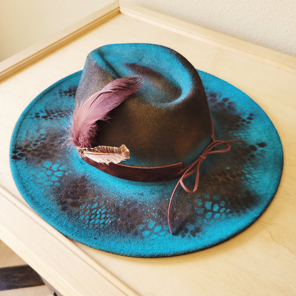 CUSTOM Hand-Painted Cowgirl Western Boho Hat & Band (A13)