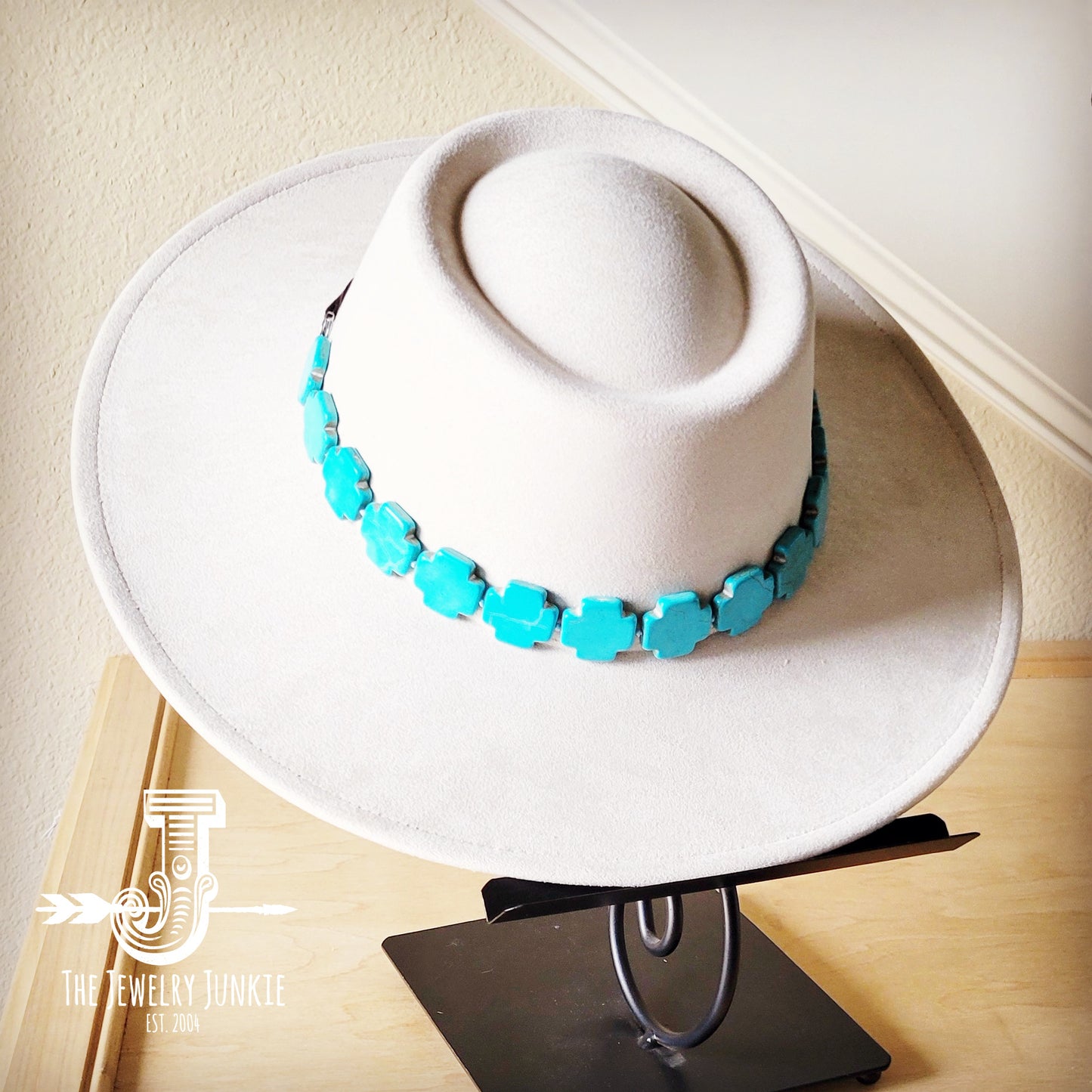 Turquoise Cross Beaded Hat Band (Band Only) 952f