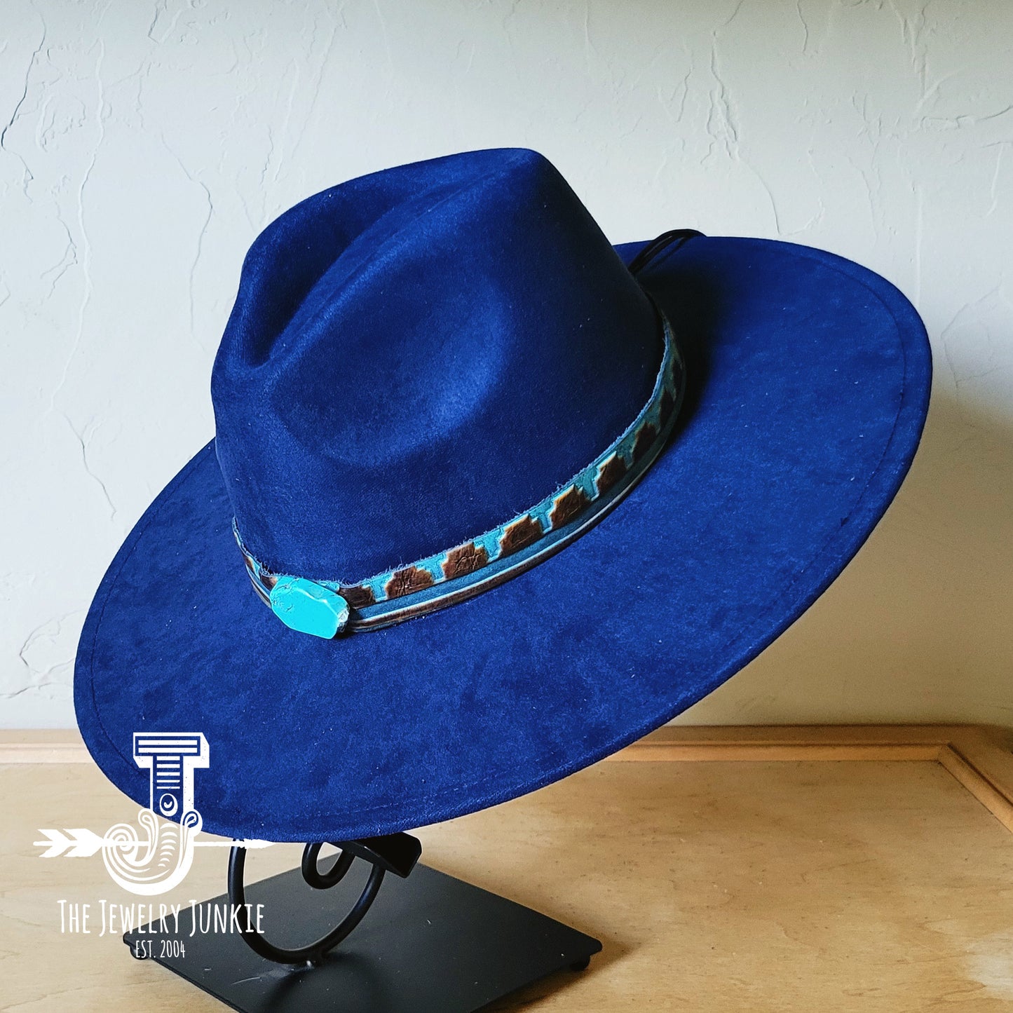 Boho Western hat with genuine leather hat band and Turquoise stone