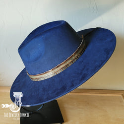 Boho Western hat with genuine leather hat band feathers and turquoise