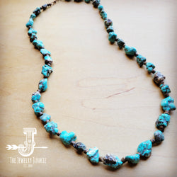 Long Blue Turquoise and Wood Necklace 259k