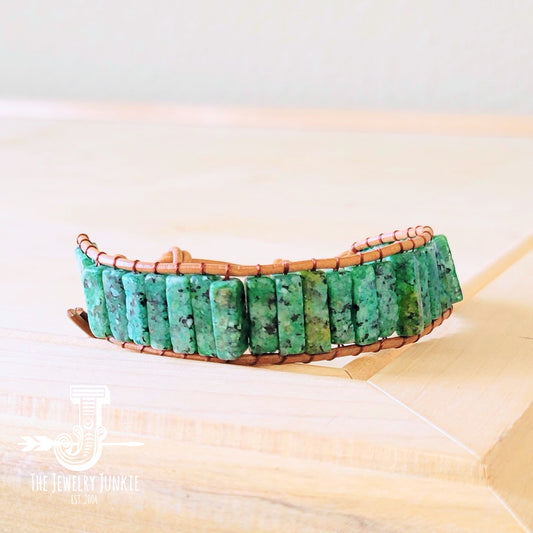 Woven African Turquoise Beaded Bracelet 810b