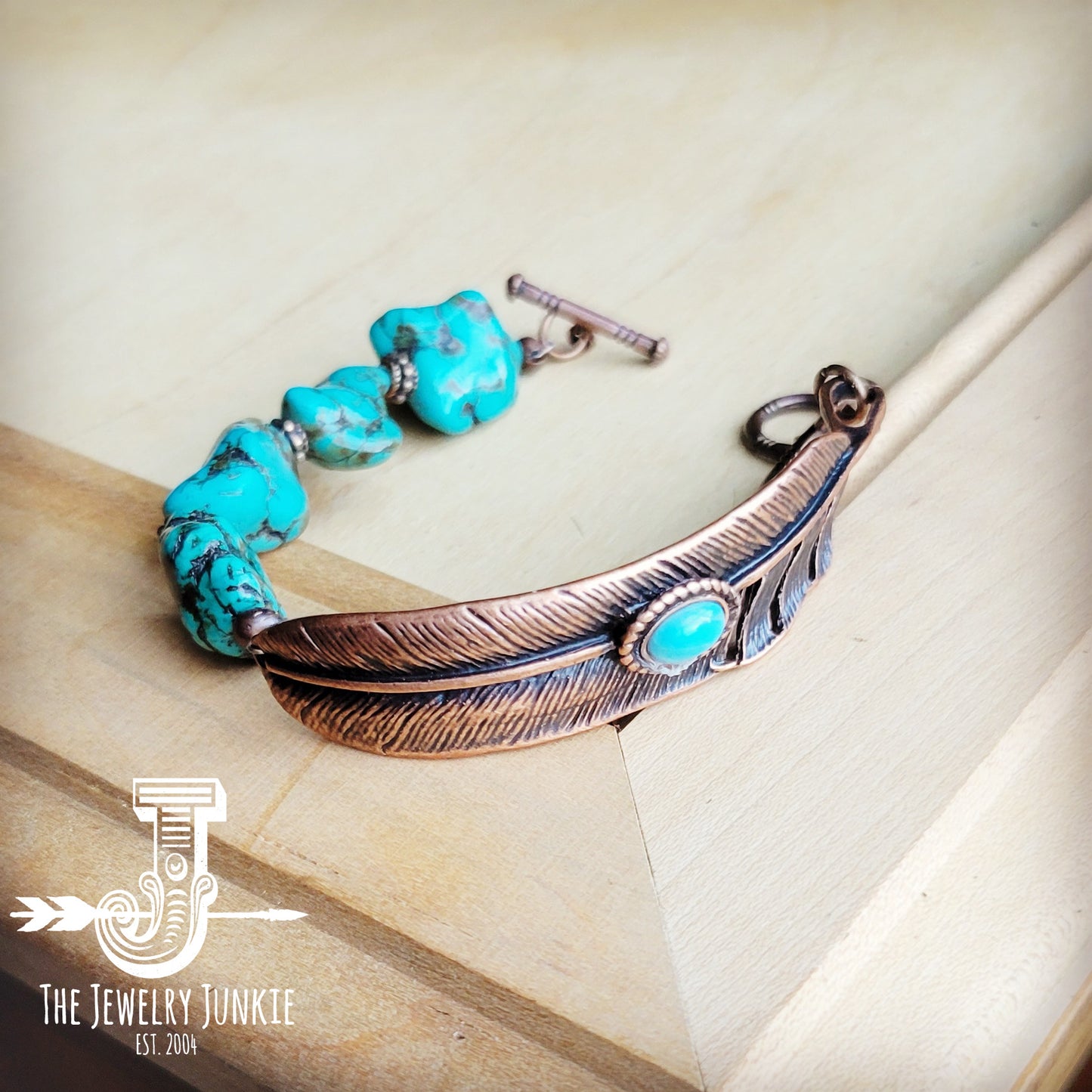 Turquoise Feather Beaded Bracelet