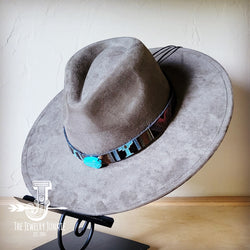 Boho Western hat with genuine leather hat band and Turquoise stone