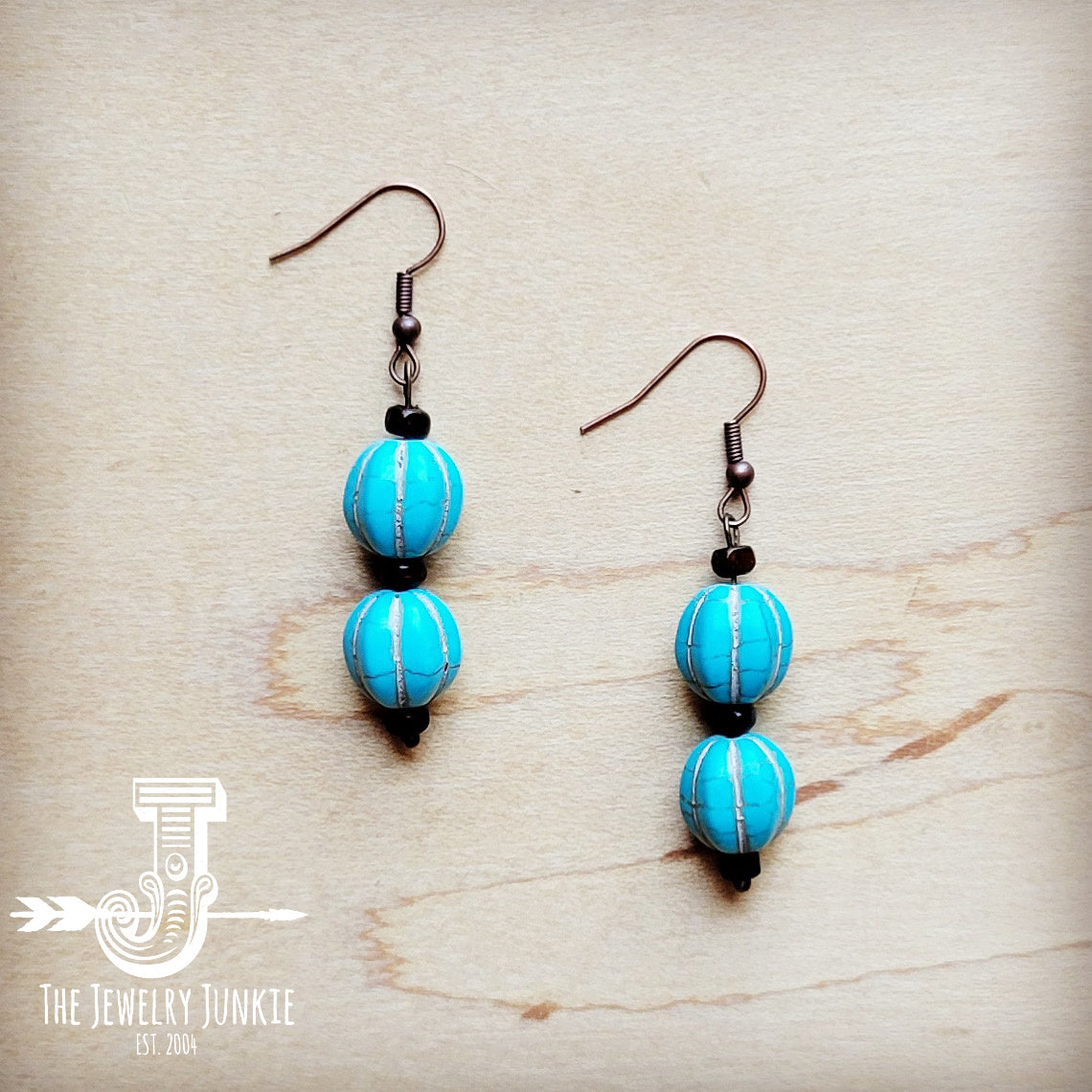 Blue Turquoise Melon Bead Earrings