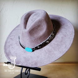 Boho Western hat with genuine leather hat band and Turquoise stone