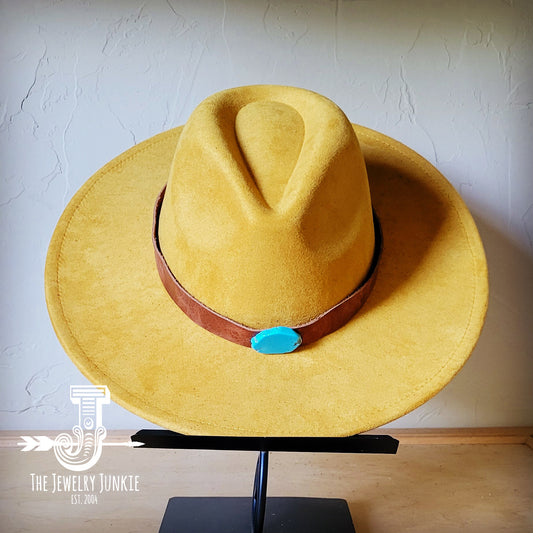 Boho Western hat with genuine leather hat band and Turquoise stone