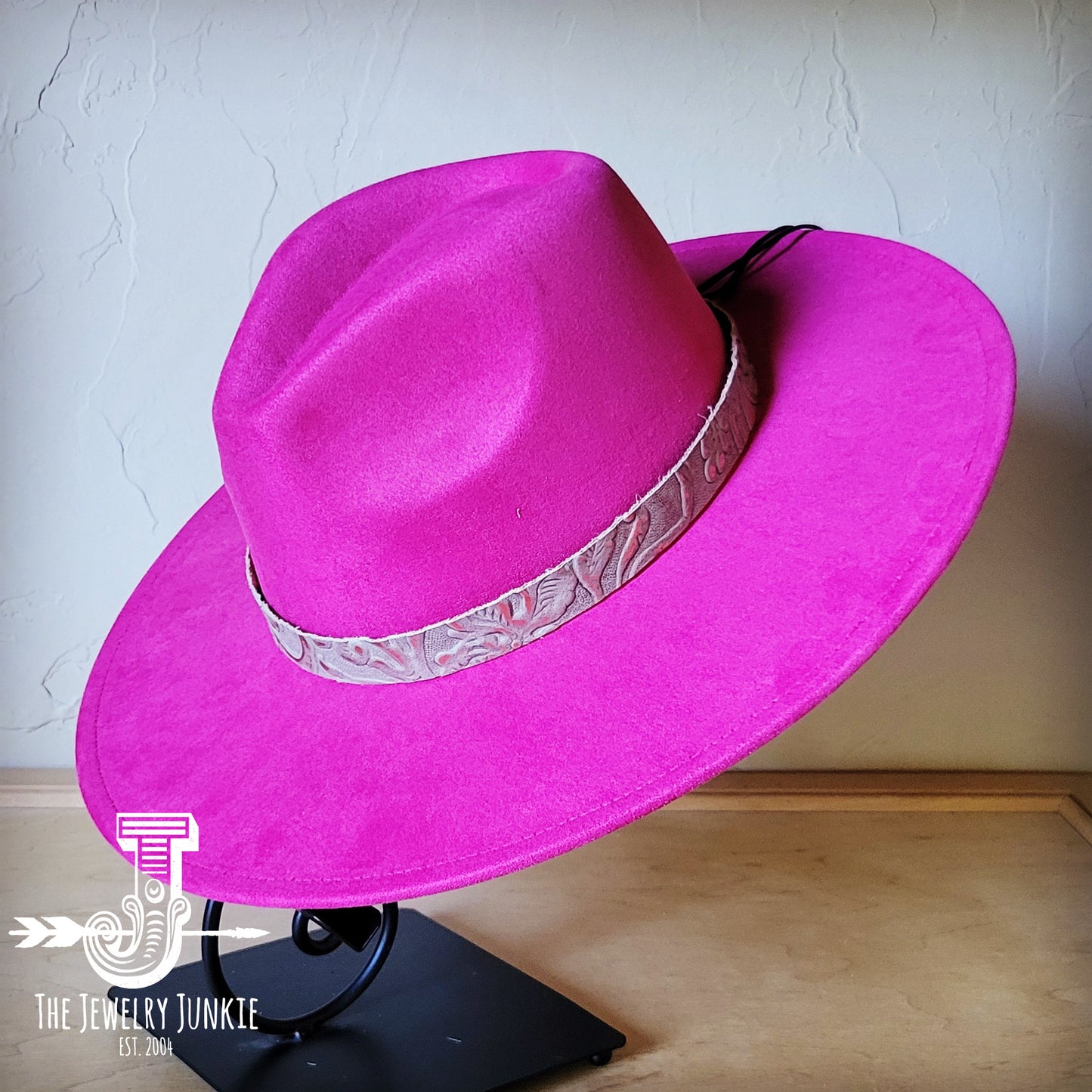 Boho Western hat with genuine leather hat band feathers and turquoise