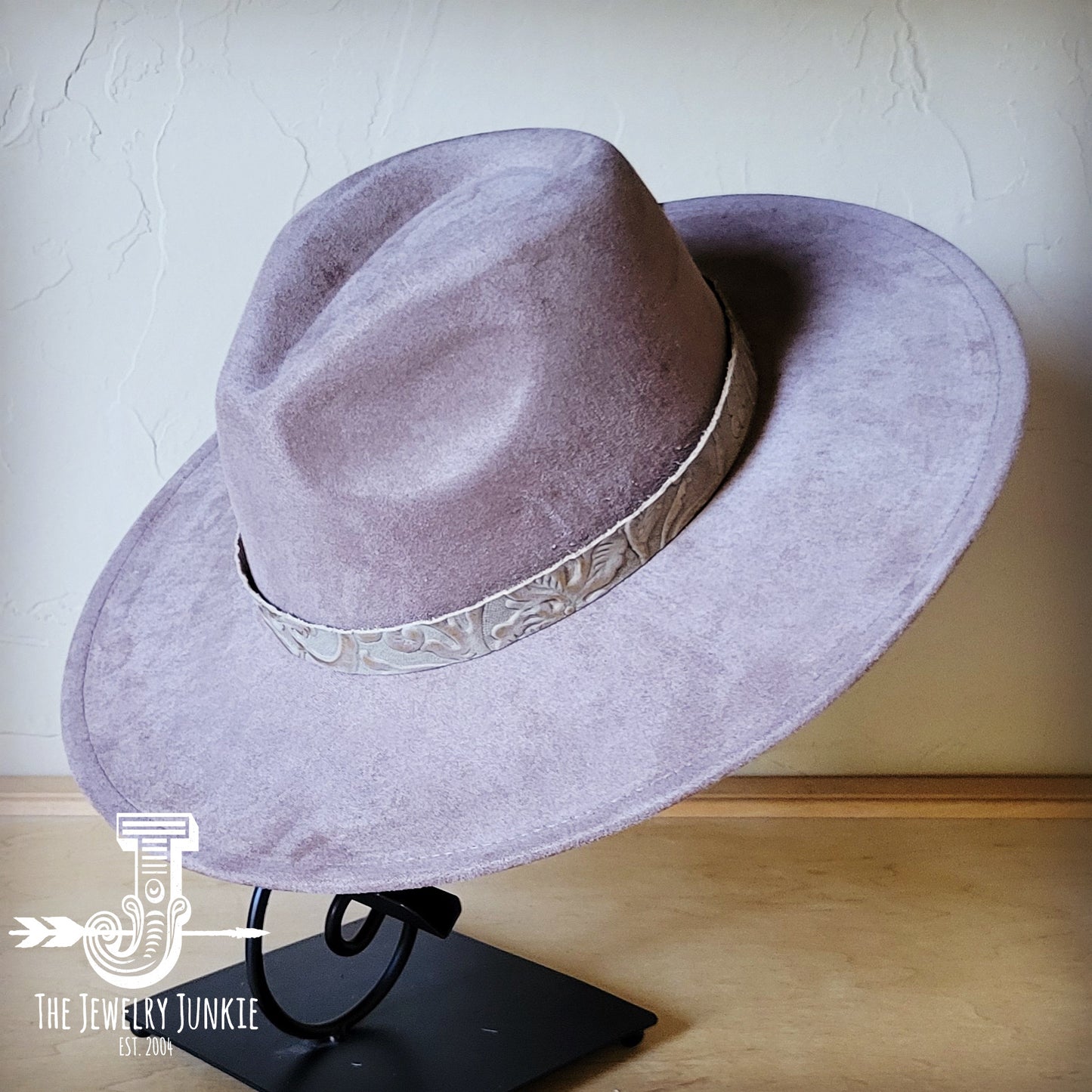 Boho Western hat with genuine leather hat band feathers and turquoise