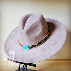 Boho Western hat with genuine leather hat band and Turquoise stone