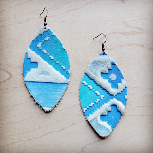 Leather Oval Earring-Pastel Navajo 224v