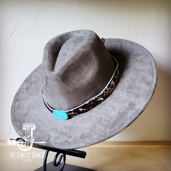 Boho Western hat with genuine leather hat band and Turquoise stone