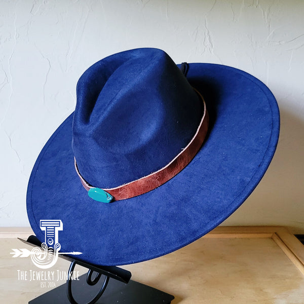 Boho Western hat with genuine leather hat band and Turquoise stone