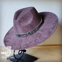 Boho Western hat with genuine leather hat band feathers and turquoise