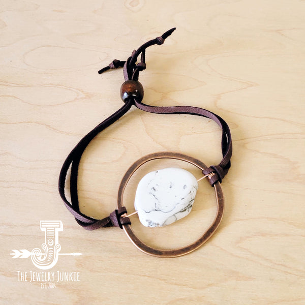 White Turquoise Bracelet w/ Adjustable Ties (010h)