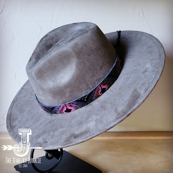 Magenta Navajo Embossed Leather Hat Band 