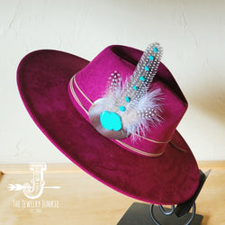 Turquoise Accent Guinea Feather Hat Band + Choice of Hat 986i