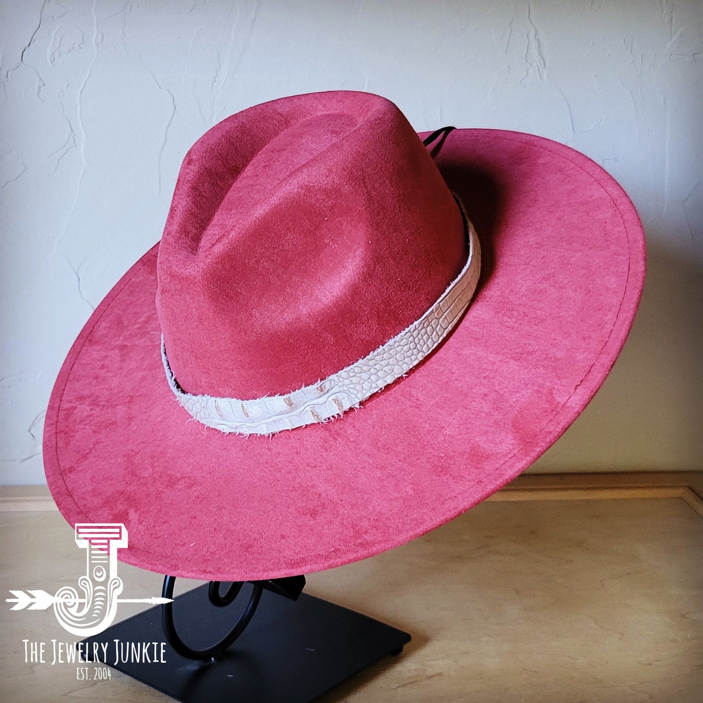 Boho Western hat with genuine leather hat band feathers and turquoise