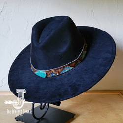 Boho Western hat with genuine leather hat band and Turquoise stone