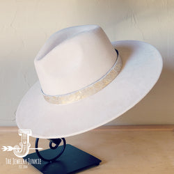 Cream and Gold Metallic Leather Hat Band