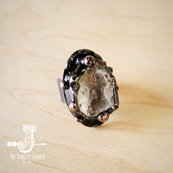 Copper Encased Genuine Druzy Ring 012y