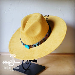 Boho Western hat with genuine leather hat band and Turquoise stone