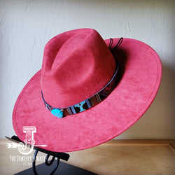 Boho Western hat with genuine leather hat band and Turquoise stone