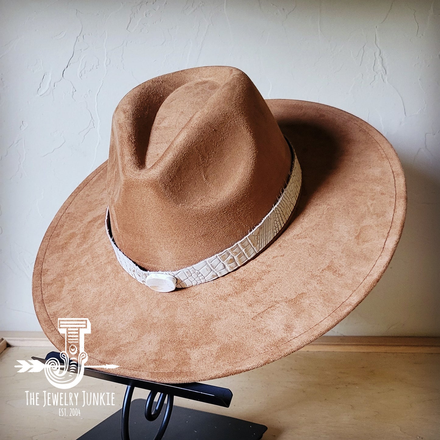 Boho Western hat with genuine leather hat band and Turquoise stone