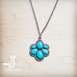 **Turquoise Western Flower Necklace & Earring Set 258tb