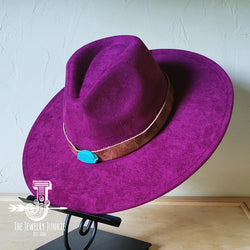 Boho Western hat with genuine leather hat band and Turquoise stone